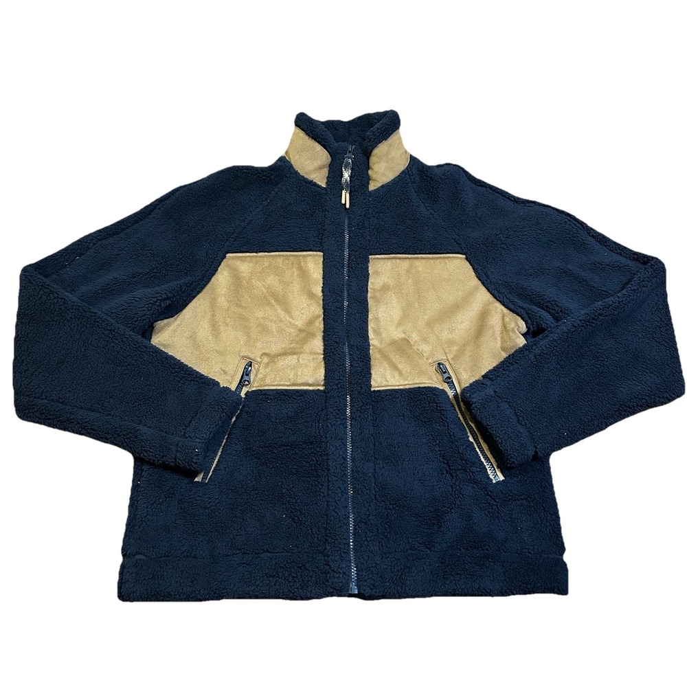UGG Keane Heritage Full Zip Fluff Plush Fleece Jacket Faux Suede Men's S Blue
